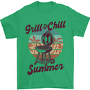 Chill & Grill Funny Summer BBQ Braai Mens T-Shirt 100% Cotton Irish Green