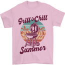 Chill & Grill Funny Summer BBQ Braai Mens T-Shirt 100% Cotton Light Pink