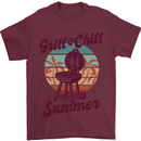 Chill & Grill Funny Summer BBQ Braai Mens T-Shirt 100% Cotton Maroon