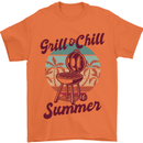Chill & Grill Funny Summer BBQ Braai Mens T-Shirt 100% Cotton Orange