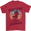 Chill & Grill Funny Summer BBQ Braai Mens T-Shirt 100% Cotton Red