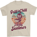 Chill & Grill Funny Summer BBQ Braai Mens T-Shirt 100% Cotton Sand