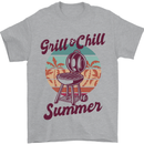 Chill & Grill Funny Summer BBQ Braai Mens T-Shirt 100% Cotton Sports Grey