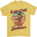 Chill & Grill Funny Summer BBQ Braai Mens T-Shirt 100% Cotton Yellow
