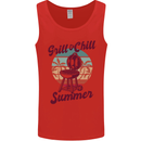 Chill & Grill Funny Summer BBQ Braai Mens Vest Tank Top Red