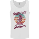 Chill & Grill Funny Summer BBQ Braai Mens Vest Tank Top White