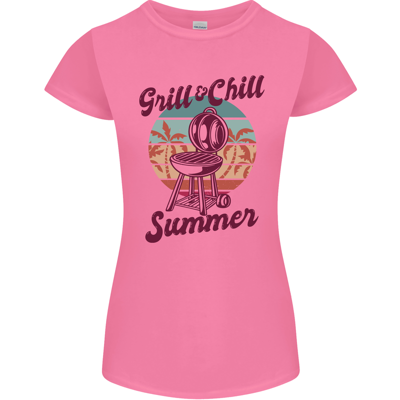 Chill & Grill Funny Summer BBQ Braai Womens Petite Cut T-Shirt Azalea