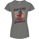 Chill & Grill Funny Summer BBQ Braai Womens Petite Cut T-Shirt Charcoal