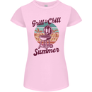 Chill & Grill Funny Summer BBQ Braai Womens Petite Cut T-Shirt Light Pink