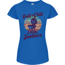 Chill & Grill Funny Summer BBQ Braai Womens Petite Cut T-Shirt Royal Blue
