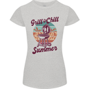 Chill & Grill Funny Summer BBQ Braai Womens Petite Cut T-Shirt Sports Grey