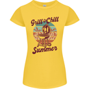 Chill & Grill Funny Summer BBQ Braai Womens Petite Cut T-Shirt Yellow