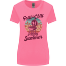 Chill & Grill Funny Summer BBQ Braai Womens Wider Cut T-Shirt Azalea