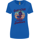 Chill & Grill Funny Summer BBQ Braai Womens Wider Cut T-Shirt Royal Blue