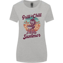 Chill & Grill Funny Summer BBQ Braai Womens Wider Cut T-Shirt Sports Grey