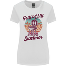 Chill & Grill Funny Summer BBQ Braai Womens Wider Cut T-Shirt White