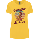 Chill & Grill Funny Summer BBQ Braai Womens Wider Cut T-Shirt Yellow