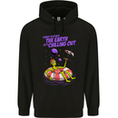 Chilled Out Alien With a Beer and Weed Funny Mens 80% Cotton Hoodie Black