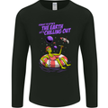 Chilled Out Alien With a Beer and Weed Funny Mens Long Sleeve T-Shirt Black