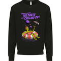 Chilled Out Alien With a Beer and Weed Funny Mens Sweatshirt Jumper Black