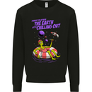 Chilled Out Alien With a Beer and Weed Funny Mens Sweatshirt Jumper Black