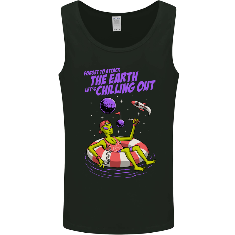 Chilled Out Alien With a Beer and Weed Funny Mens Vest Tank Top Black