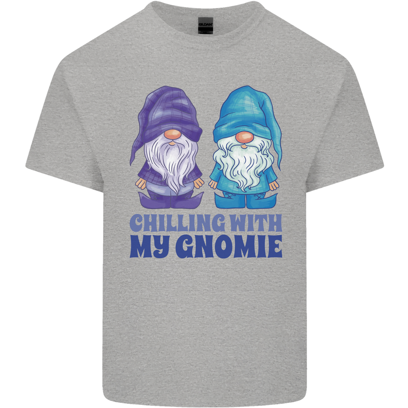 Chilling With My Gnomie Funny Gnomes Mens Cotton T-Shirt Tee Top Sports Grey