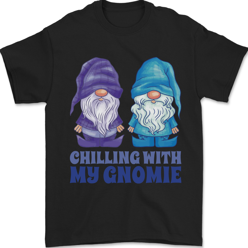 Chilling With My Gnomie Funny Gnomes Mens T-Shirt 100% Cotton Black