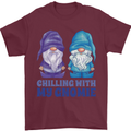 Chilling With My Gnomie Funny Gnomes Mens T-Shirt 100% Cotton Maroon