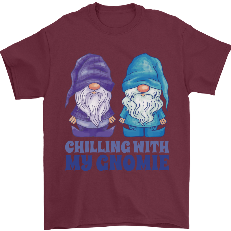 Chilling With My Gnomie Funny Gnomes Mens T-Shirt 100% Cotton Maroon