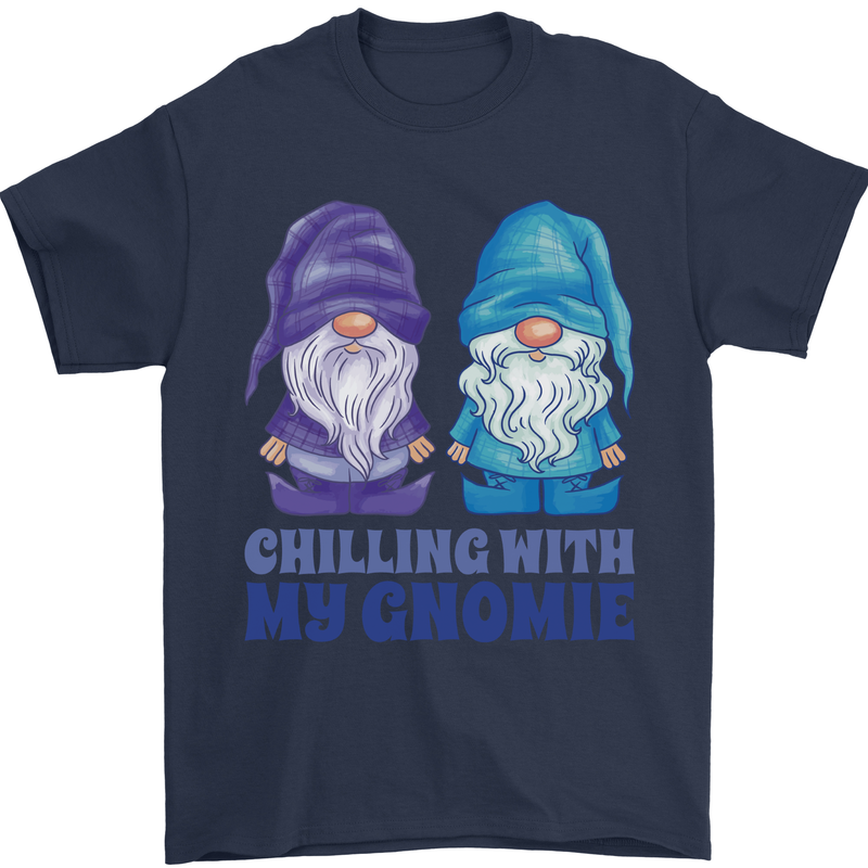 Chilling With My Gnomie Funny Gnomes Mens T-Shirt 100% Cotton Navy Blue