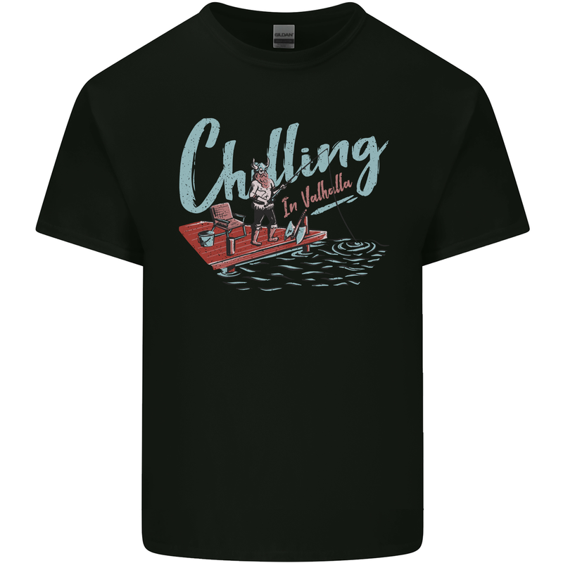 Chilling in Valhalla Funny Viking Fishing Fisherman Kids T-Shirt Childrens Black