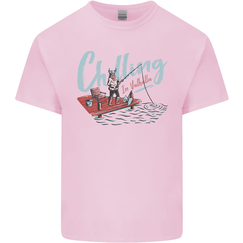 Chilling in Valhalla Funny Viking Fishing Fisherman Kids T-Shirt Childrens Light Pink