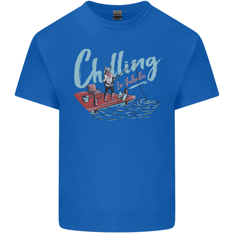 Chilling in Valhalla Funny Viking Fishing Fisherman Kids T-Shirt Childrens Royal Blue