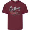 Chilling in Valhalla Funny Viking Fishing Fisherman Mens Cotton T-Shirt Tee Top Maroon