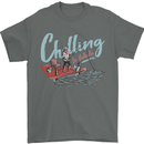 Chilling in Valhalla Funny Viking Fishing Fisherman Mens T-Shirt 100% Cotton Charcoal