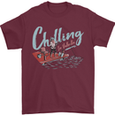 Chilling in Valhalla Funny Viking Fishing Fisherman Mens T-Shirt 100% Cotton Maroon