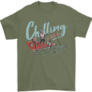 Chilling in Valhalla Funny Viking Fishing Fisherman Mens T-Shirt 100% Cotton Military Green