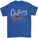 Chilling in Valhalla Funny Viking Fishing Fisherman Mens T-Shirt 100% Cotton Royal Blue