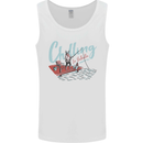 Chilling in Valhalla Funny Viking Fishing Fisherman Mens Vest Tank Top White
