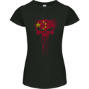 China Gym Skull Chinese Bodybuilding Womens Petite Cut T-Shirt Black