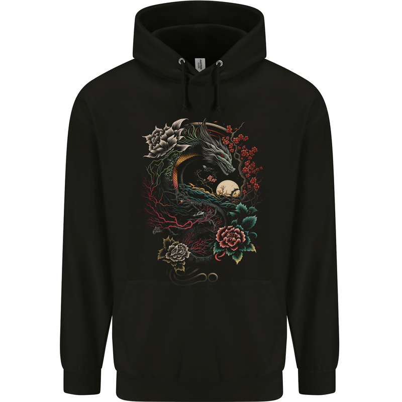 Chinese Dragon Fantasy 2 Mens 80% Cotton Hoodie Black