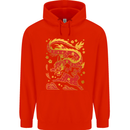 Chinese New Year Dragon vs Rabbit Mens 80% Cotton Hoodie Bright Red