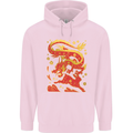 Chinese New Year Dragon vs Rabbit Mens 80% Cotton Hoodie Light Pink