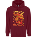 Chinese New Year Dragon vs Rabbit Mens 80% Cotton Hoodie Maroon