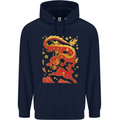 Chinese New Year Dragon vs Rabbit Mens 80% Cotton Hoodie Navy Blue