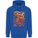 Chinese New Year Dragon vs Rabbit Mens 80% Cotton Hoodie Royal Blue