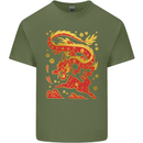 Chinese New Year Dragon vs Rabbit Mens Cotton T-Shirt Tee Top Military Green