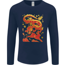Chinese New Year Dragon vs Rabbit Mens Long Sleeve T-Shirt Navy Blue