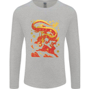 Chinese New Year Dragon vs Rabbit Mens Long Sleeve T-Shirt Sports Grey
